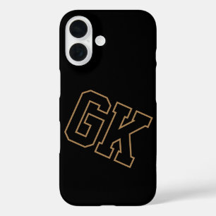 College-Schwarz-Gold-Varsity-Monogramm-Initialen iPhone 16 Hülle