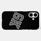 College Schwarz Grau Weiß Varsity Monogramm Anfang Case-Mate iPhone Hülle (Rückseite (Horizontal))