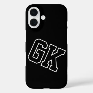 College Schwarz Weiß Varsity Monogramm Anfangsbuch iPhone 16 Hülle