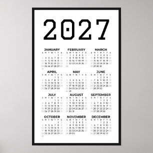 College-Student Volljahres-Basis-Kalender 2027 Wan Poster