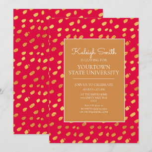 College Trunk Party Modern Gold und Rot Einladung