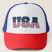 College USA Font Red White Blue Stars And Stripes Truckerkappe (Vorderseite)