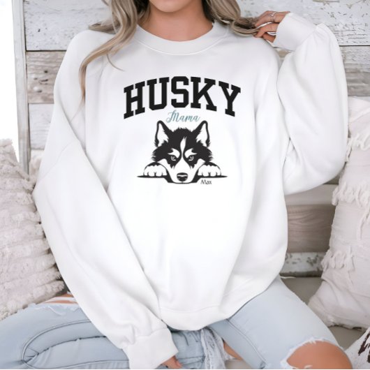 College Varsity Style Script Husky Mama Sweatshirt