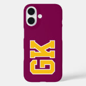 College-Wein Gelb Varsity-Monogramm Anfangsbuchsta Case-Mate iPhone Hülle (Rückseite)