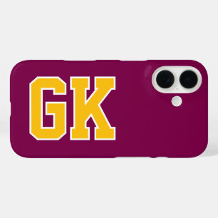 College-Wein Gelb Varsity-Monogramm Anfangsbuchsta iPhone 16 Hülle