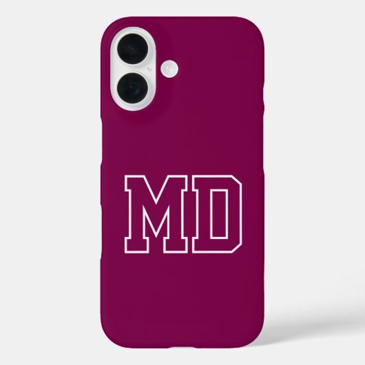 College-Wein-Varsity-Monogramm-Initialen Case-Mate iPhone Hülle (Rückseite)