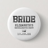 Collegiate Bride Junggeselinnen-Abschied Button (Vorderseite)