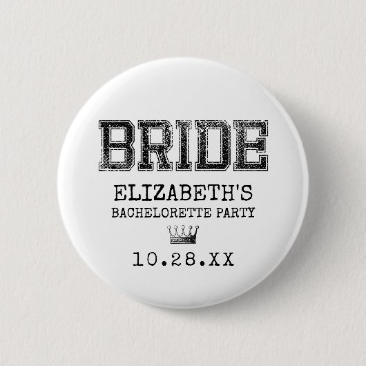 Collegiate Bride Junggeselinnen-Abschied Button (Vorderseite)