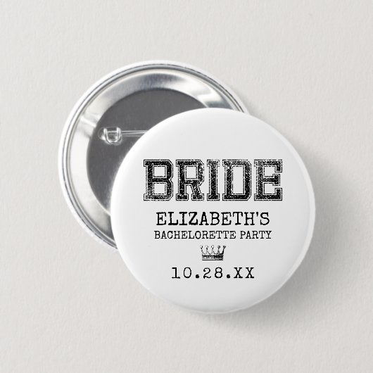 Collegiate Bride Junggeselinnen-Abschied Button (Vorne & Hinten)