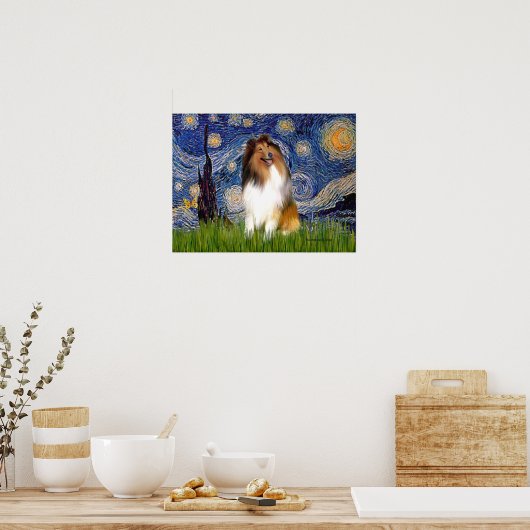 Collie 1 - Starry Night Poster (Küche)