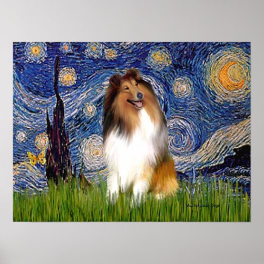 Collie 1 - Starry Night Poster (Vorne)