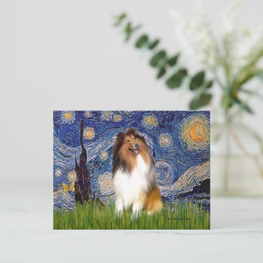 Collie 1 - Starry Night Postkarte (Stehend Vorderseite)