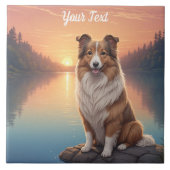 Collie am See Fliese (Vorderseite)