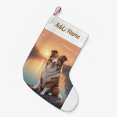 Collie am See Kleiner Weihnachtsstrumpf (Vorderansicht (hängend))