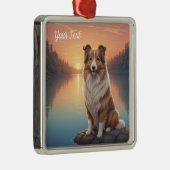 Collie am See Ornament Aus Metall (Rechts)