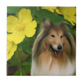 Collie and Blume Dog Art Fliese (Vorderseite)