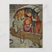Collie and Children in Doghouse Postkarte (Vorderseite)