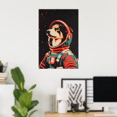 Collie Astronaut Poster, Collie Retro Print Poster (Heimbüro)