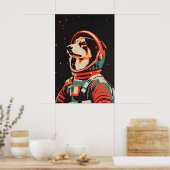 Collie Astronaut Poster, Collie Retro Print Poster (Küche)