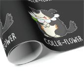 Collie Blume Funny Border Collie Dog Pun Dark BG Geschenkpapier (Rolleneckpunkt)