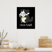 Collie Blume Funny Border Collie Dog Pun Dark BG Poster (Küche)