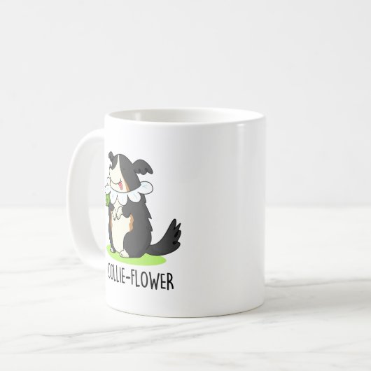 Collie-Blume Funny Border Collie Dog Pun Kaffeetasse (Vorderseite Links)