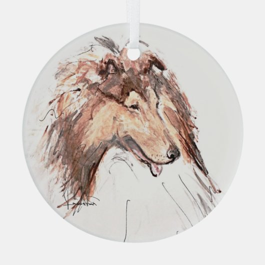 Collie by Hevener Ornament Aus Glas (Rückseite)