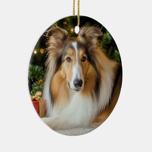 Collie Christmas Keramik Ornament (Rechts)