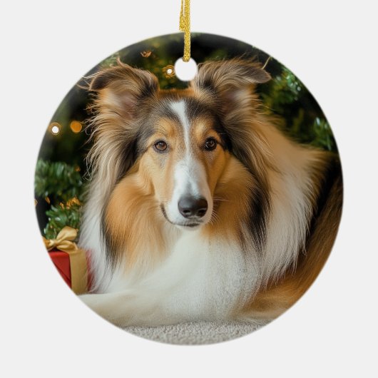 Collie Christmas Keramik Ornament (Hinten)