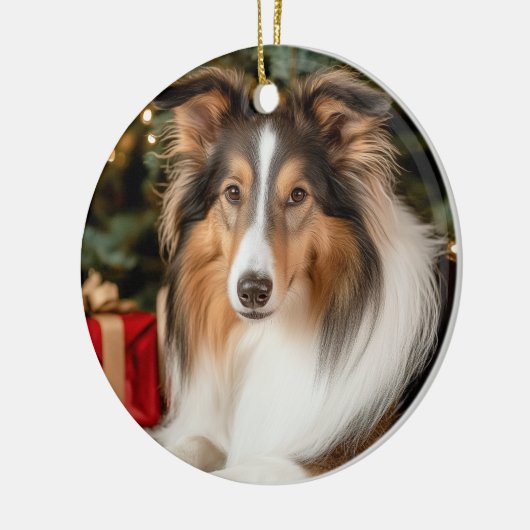 Collie Christmas Keramik Ornament (Links)
