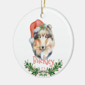 Collie Christmas Personalisiert Watercolor Keramik Ornament (Links)
