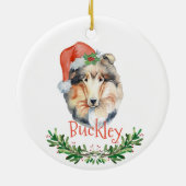 Collie Christmas Personalisiert Watercolor Keramik Ornament (Hinten)