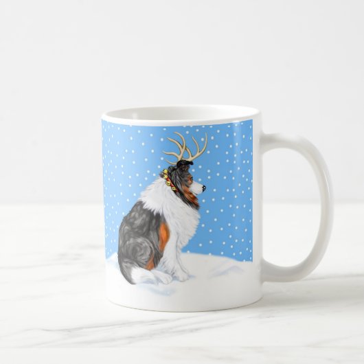 Collie Christmas Reindeer Tri Kaffeetasse (Rechts)