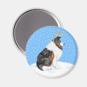 Collie Christmas Reindeer Tri Magnet (Vorderseite/Rückseite)