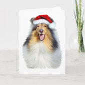 Collie Christmas Santa Feiertagskarte (Vorderseite)
