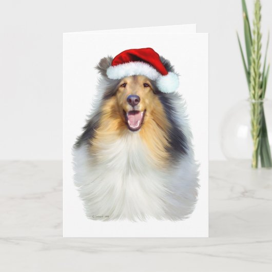 Collie Christmas Santa Feiertagskarte (Vorderseite)