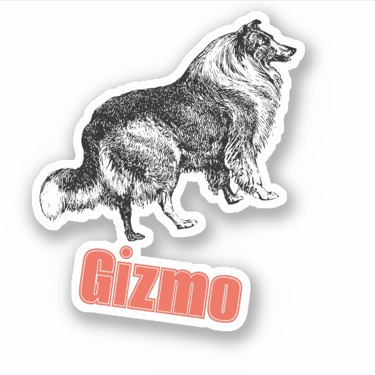 Collie Custom Dog Names Aufkleber (Vorderseite)