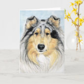 "Collie" Dog Art Reproduction notecard Karte (Gelbe Blume)