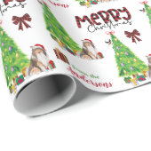 Collie Dog, Bird and Christmas Tree Geschenkpapier (Rolleneckpunkt)