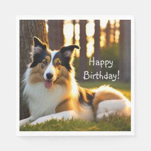 Collie Dog Birthday Serviette