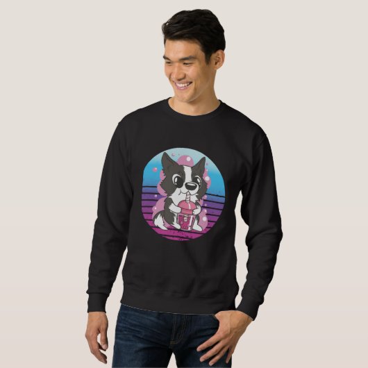 Collie Dog Bubble Tea Sweatshirt (Vorne ganz)
