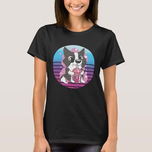 Collie Dog Bubble Tea T-Shirt (Vorderseite)