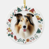 Collie Dog Christmas Bilder Wreath Keramik Ornament (Vorne)