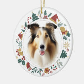 Collie Dog Christmas Bilder Wreath Keramik Ornament (Links)