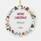 Collie Dog Christmas Bilder Wreath Keramik Ornament (Hinten)