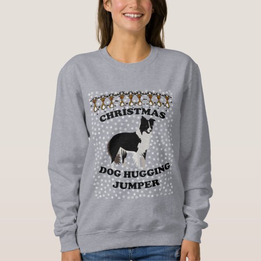 Collie dog Christmas Dog Hugging Sweatshirt (Vorderseite)