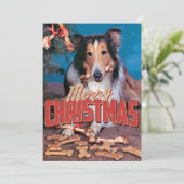 Collie Dog Christmas Einladung (Stehend Vorderseite)