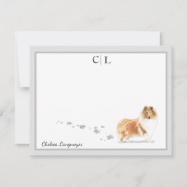 Collie Dog Grey Border Monogram und Ihr Name Mitteilungskarte