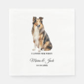 Collie Dog I liebte ihre erste Hochzeit Napkins Serviette (Vorderseite)