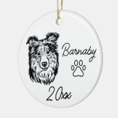 Collie Dog Individuelle Name & Year Line Art Keramik Ornament (Links)